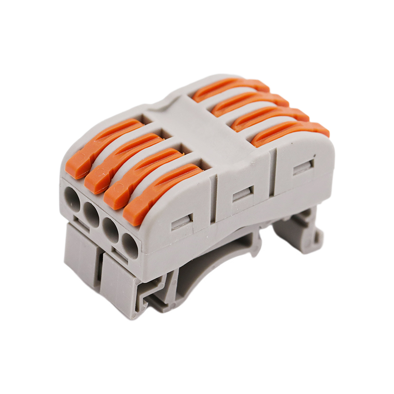 4 In 4 Out Orange DIN Rail Terminal Connector Quick Connector